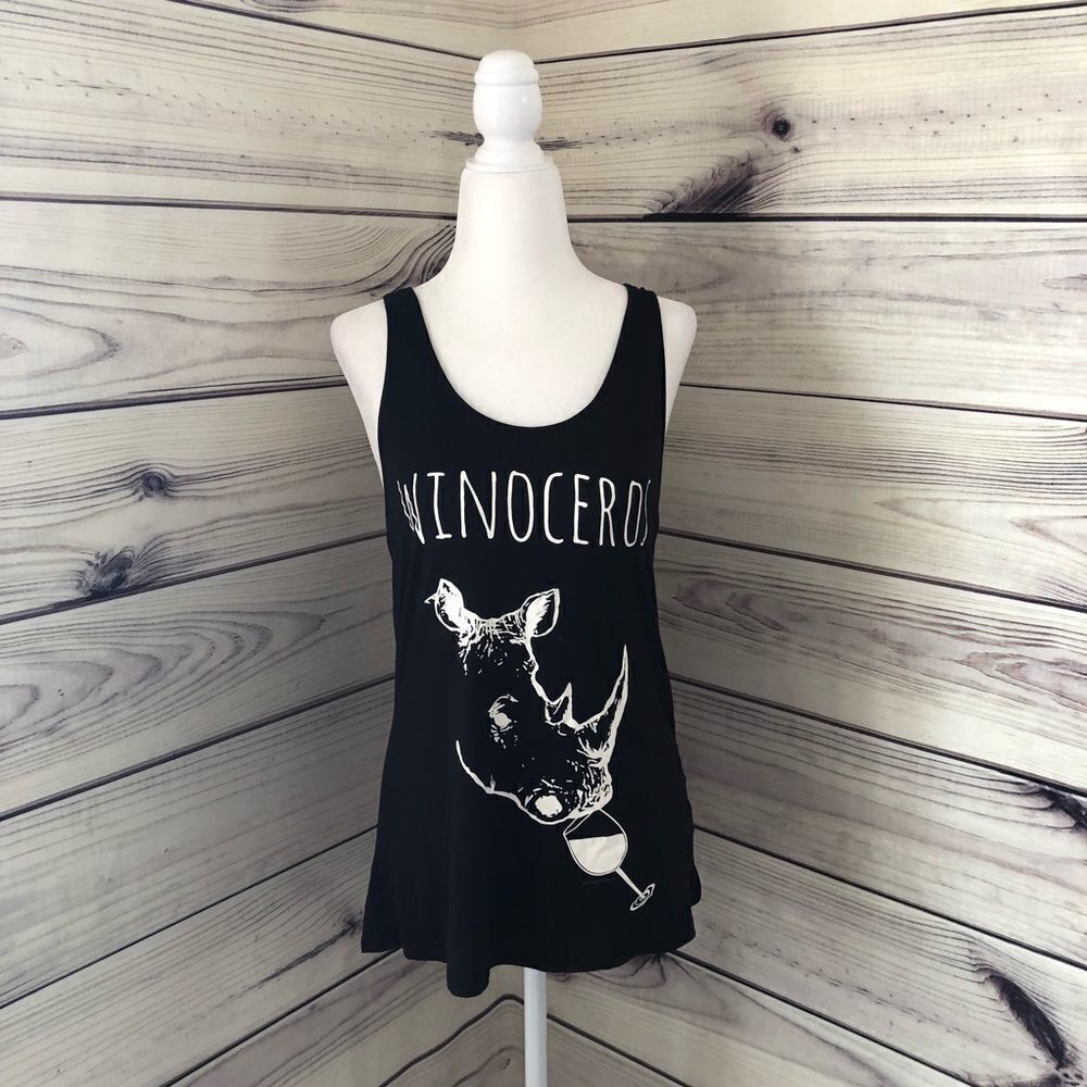 WINEOCEROS Wine Black Funny Tank Small